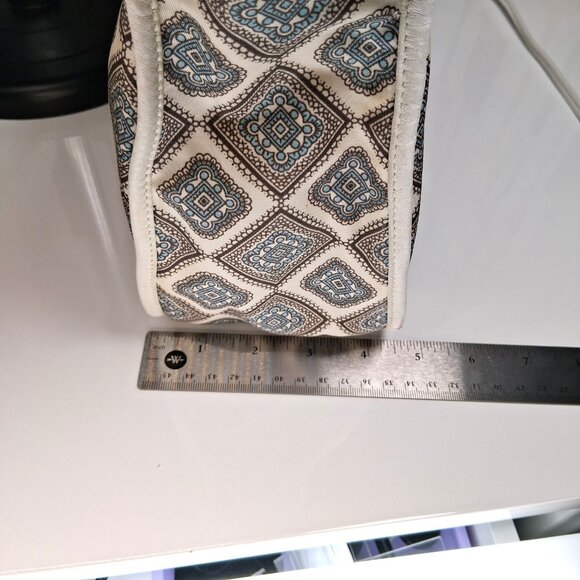 Vintage RARE Prada Hobo Handbag Blue Brown Paisley Nylon Leather Trim Medium - Picture 12 of 16